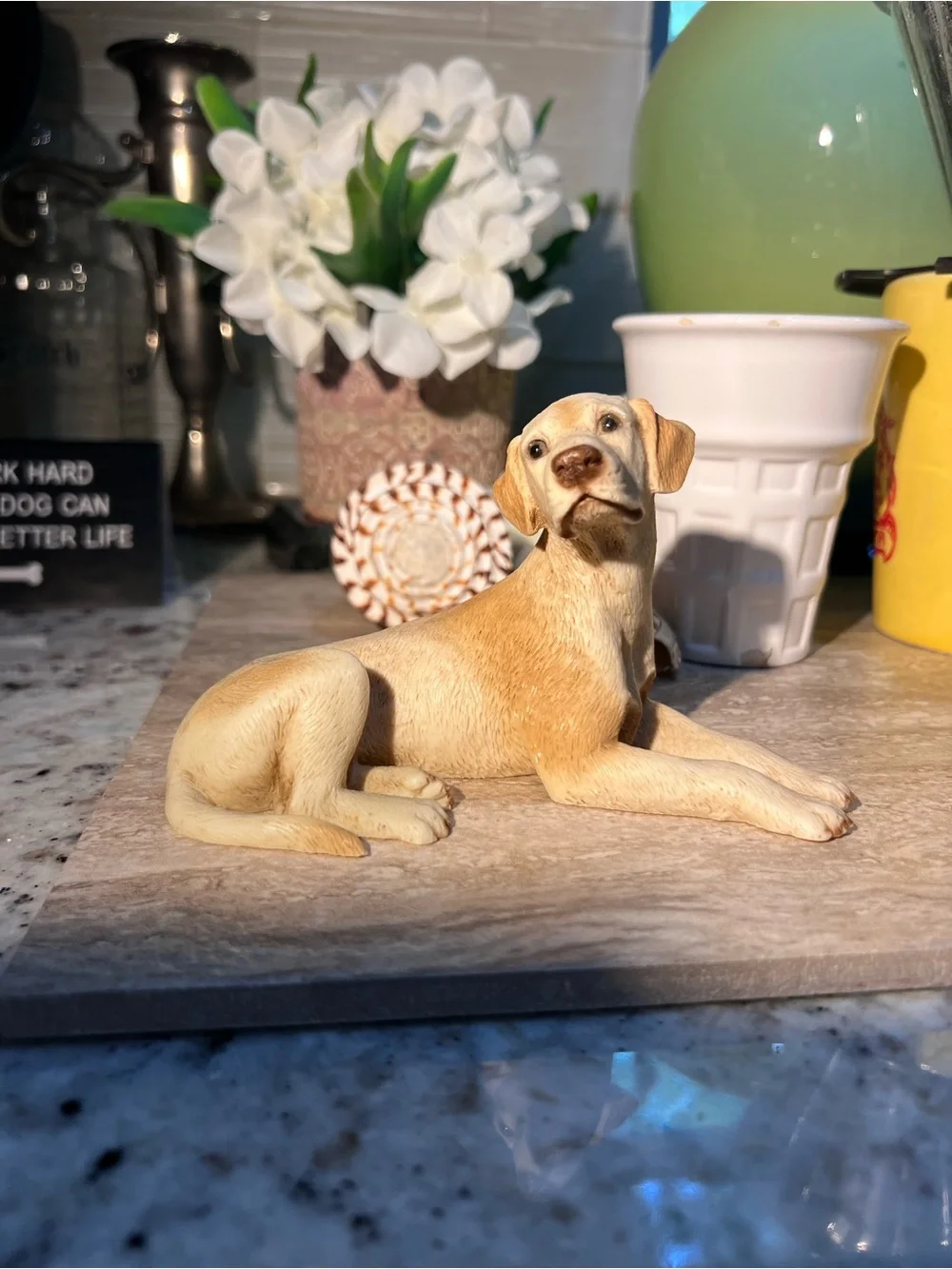 Resin Yellow Labrador Dog Figurine - Made in Italy